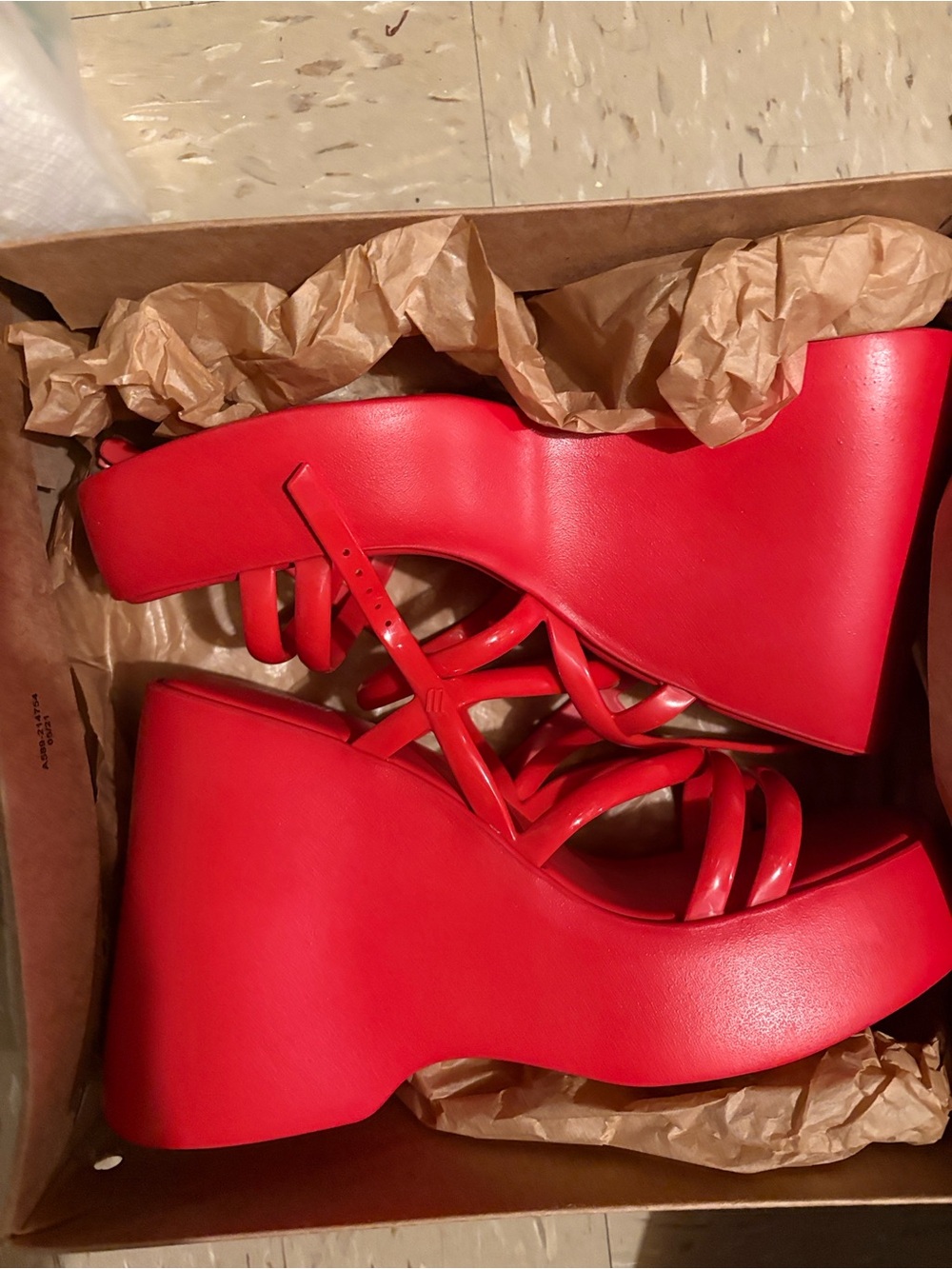 Melissa Red Platform Wedge Sandals - Women's Strappy Heels